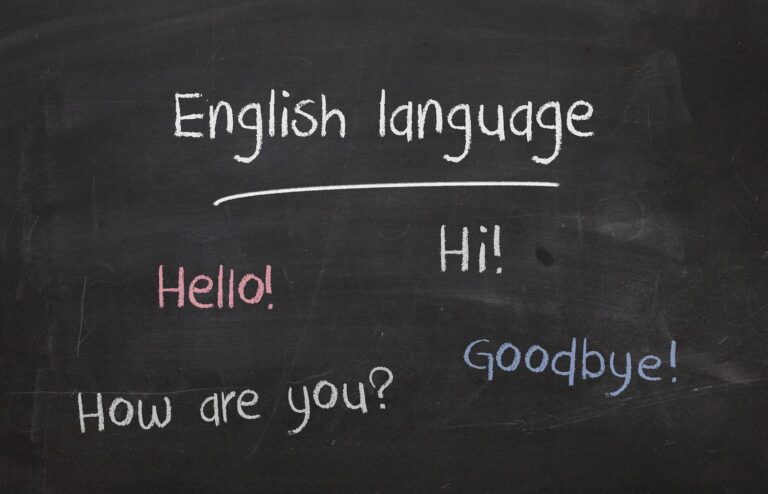 Quadro escolar com palavras em inglês